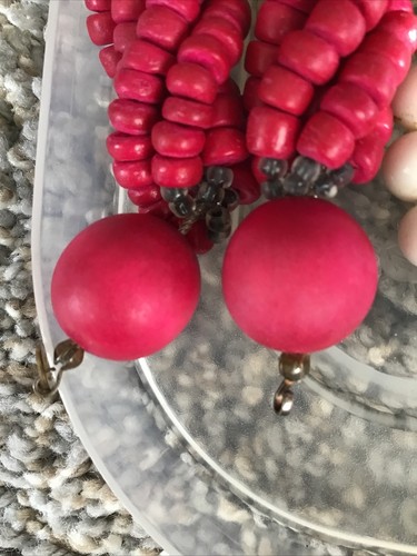 Vtg MCM Beaded Necklaces Colorful Lot of 7 White Pink Blue 1950s Retro Estate - Imagen 9 de 9