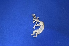 Vintage Kokopelli Man Dancing Playing Pendant, Sterling Silver Music Instrument