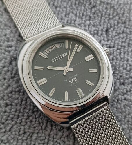 RARE VINTAGE CITIZEN SEVEN STAR V2 AUTOMATIC 23 JEWELS DAY DATE GENT WATCH