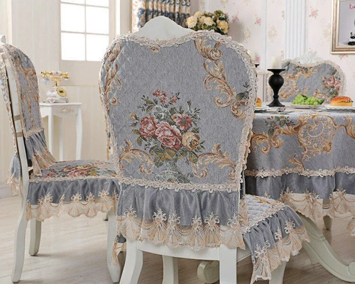 Chenille Rectangle Vintage Lace Tablecloth Events Round Dining Chair Cover - Picture 16 of 45