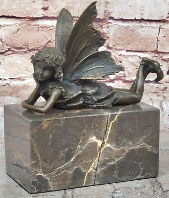 Bronze Marmor Skulptur Winged Magischer Wald Fairy Statue Figur Dekor