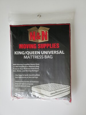N&N Moving Supplies Clear King Queen Universal 2.0 Mil Polyethylene Mattress Bag