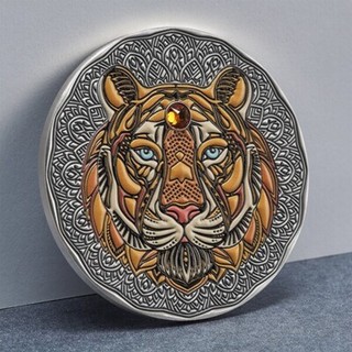Tiger Mandala Collection 2 oz Antique finish Silver Coin 5$ Niue 2022