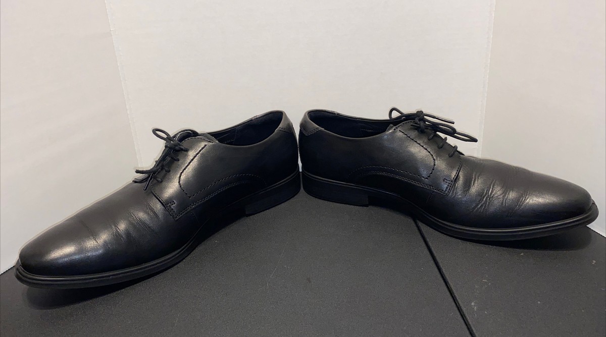 ECCO Shoes Mens 13 Black Melbourne Plain Toe Derby Dress 