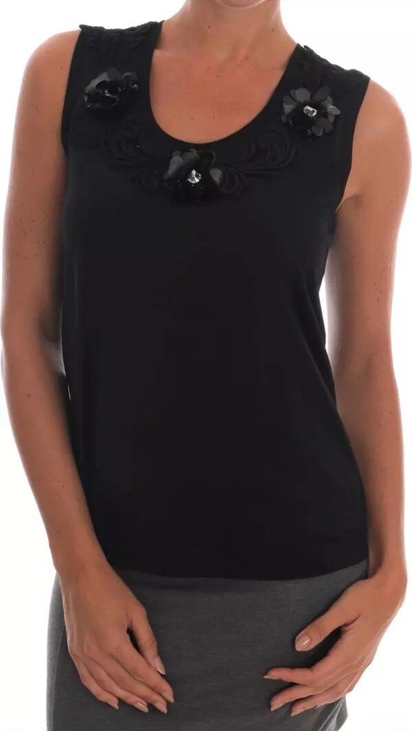 D&G ブラック タンクトップ 40 Two-way stretch cotton tank top with logo label in Black for Men