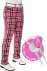 Royal and Awesome Mens Golf Pants Plaid In Pink Black Tartan Golf Pants 30-44