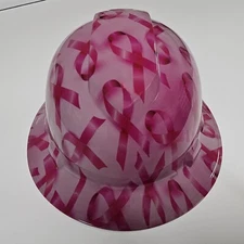 full brim hard hat custom hydro dipped IN BREAST CANCER AWARENESS WOW SUPER