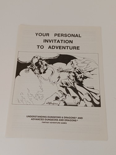 D&D Your Personal Invitation to Adventure Dungeons and Dragons FLYER 1980 RARE - Picture 1 of 3