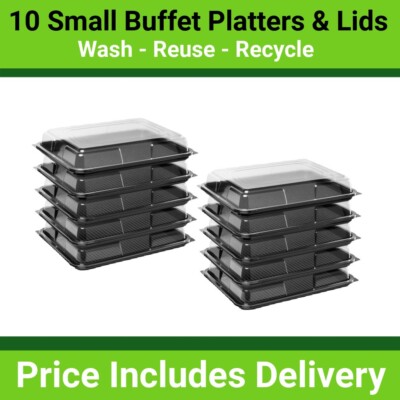 Caterline 10 kleine Speiseplatten mit Deckel Catering, Buffets, Partys, wiederverwendbar