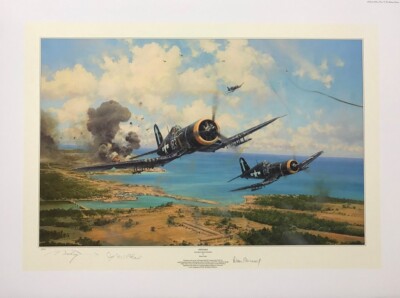 Okinawa by Robert Taylor Aviation Art signed by two Pacific