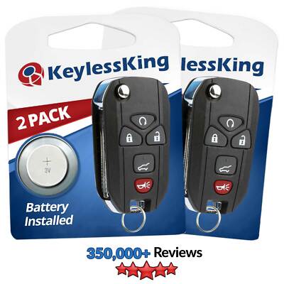 2 Replacement Flip Key Fobs - Uncut Blades, Compatible With OUC60270, 15913415 & More