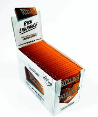 RIZLA REGULAR BLÄTTCHEN - BOX MIT 100 DÜNNEN BLAU SILBER GRÜN ROT LAKRITZ.