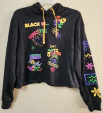 Modern Lux Women's Black is Beautiful Graphic Crop Hoodie Size XL Pre-Owned