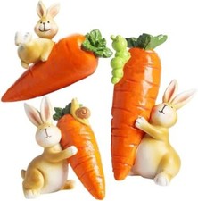 3 Pcs Resin Bunny Statues Easter Table Decorations for Home or Gift Display