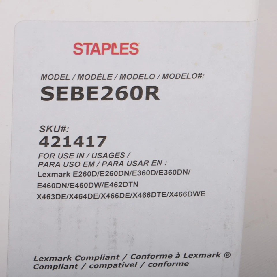 Staples Marca SEBE260R - Lexmark E260 E460 - Cartucho de tóner negro - Nuevo en caja Foto 3 de 3