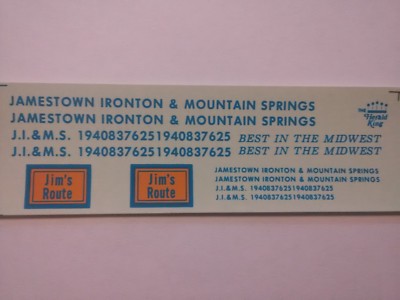 The Herald King HO Decal ''Jamestown Ironton & Mountain Springs'' ~ TS