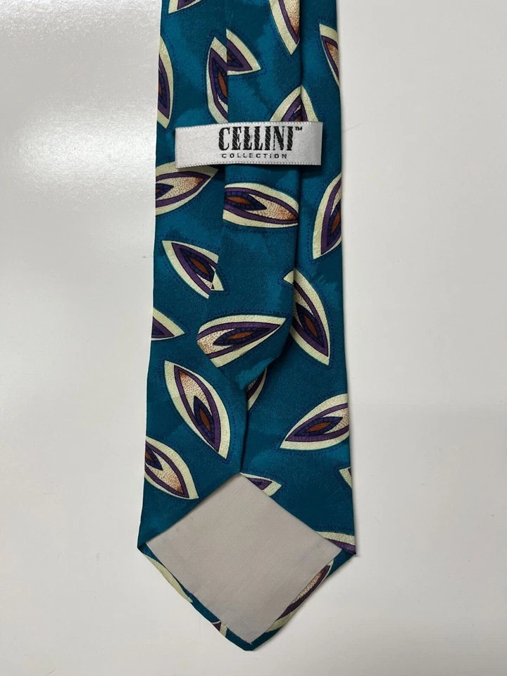 Necktie Blue Cellini Collection Modern All Silk Made in USA Imported Fabric — 第 3/4 张图片
