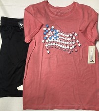 Boys Baseball Adidas 2 pc Short Set Tee Sports Athletic Bottoms Flag Youth Lg