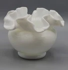 Vintage Fenton Ruffled Crimped Edge Small White Milk Glass Vase