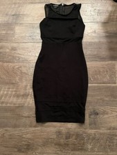 Bebe XS Bodycon Dress Black Mesh Sleeveless Club Sexy Cocktail Party Evening