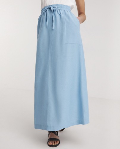 JD Williams Cornflower Blue Easy Care Linen Mix Maxi Skirt in Sizes 16-32 - Picture 4 of 4