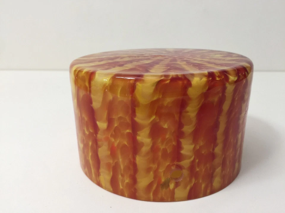 Colgante de cristal artístico redondo de Murano Bavai naranja y amarillo pantalla de luz, 3" H x 5" D Foto 4 de 4