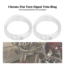 Visor Style Turn Signal Chrome Trim Ring w/ Rubber Ring Fit For Harley Softail