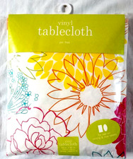 Oblong Outdoor Vinyl Tablecloth 52 x 90" Summer Floral Pattern PVC Free for Oval
