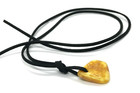 AMBER PENDANT Gift Baltic Amber Yellow Opaque Bead on Black Cord 5g 11667