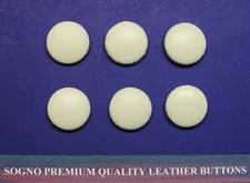 Set of 6 MADE IN USA Off-white (light ivory) leather covered jacket buttons NEW