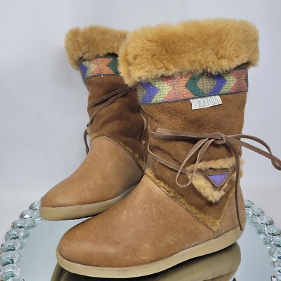 TECHNICA VTG LEATHER Suede Fur Apres Ski Boots Technica Womens Sz 7.5 ITALY NEW