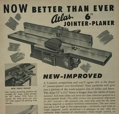 Atlas Jointer Planer Print Ad from 