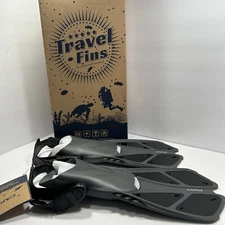 CAPAS Snorkeling Fins Swim  Travel Adj. Diving Kids Jr. 9-13 Gray/Black