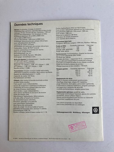 Vintage brochure sales catalogue vente Volkswagen 136 pays beetle VW1200 FR - Imagen 12 de 12