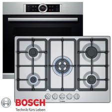 Herd Bosch Gas Herdset Autark Silber Backofen + GAS Kochfeld Edelstahl 75cm WOK