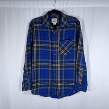 Field  Stream Flannel Shirt Mens Medium Blue Plaid Button Up Long Sleeve Cotton