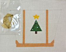 Hand-painted Needlepoint Canvas, Christmas Tree Tote, 18m, NEW