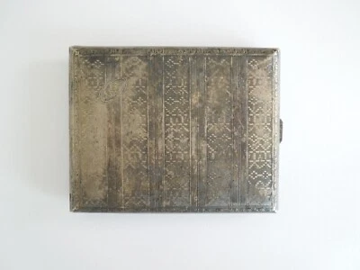 Cigarette Case Pouch Box Alpacca Initials Monogram WS SW 101.1 G / 10.2 X 8.1 Cm - Image 1 of 4