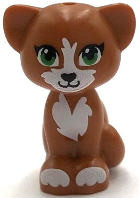 Lego New Dark Orange Cat Friends Elves Sitting w/ Green Eyes Part