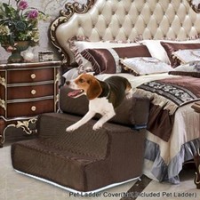 3 Steps Stairs Washable Small Doggy Pet Dog Ladder Puppy Ramp Removable Cover