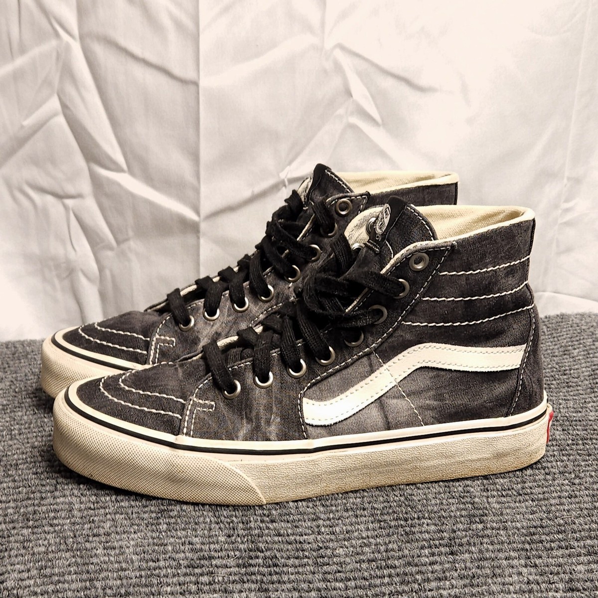 Vans Sk8-Hi Sneakers Men Women Black Canvas Distressed Lace-up