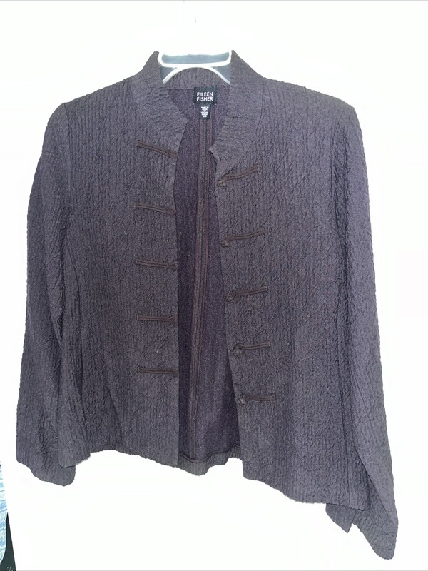 Eileen Fisher XS Wool/Linen Frog Closure Unlined Texture Jacket $REDUCED$$$