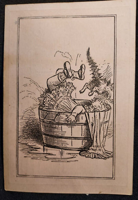 Old Trade Card Great Atlantic & Pacific Tea Co Girl Scared Cat Fell In Bath Tub
