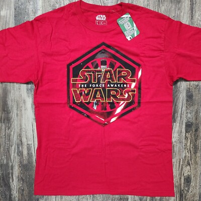 Star Wars T-Shirt Men Large The Force Awakens Red Short Sleeve Kylo Ren