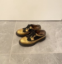 Marni 37 Gold Black Platform Oxfords 7 Leathe...
