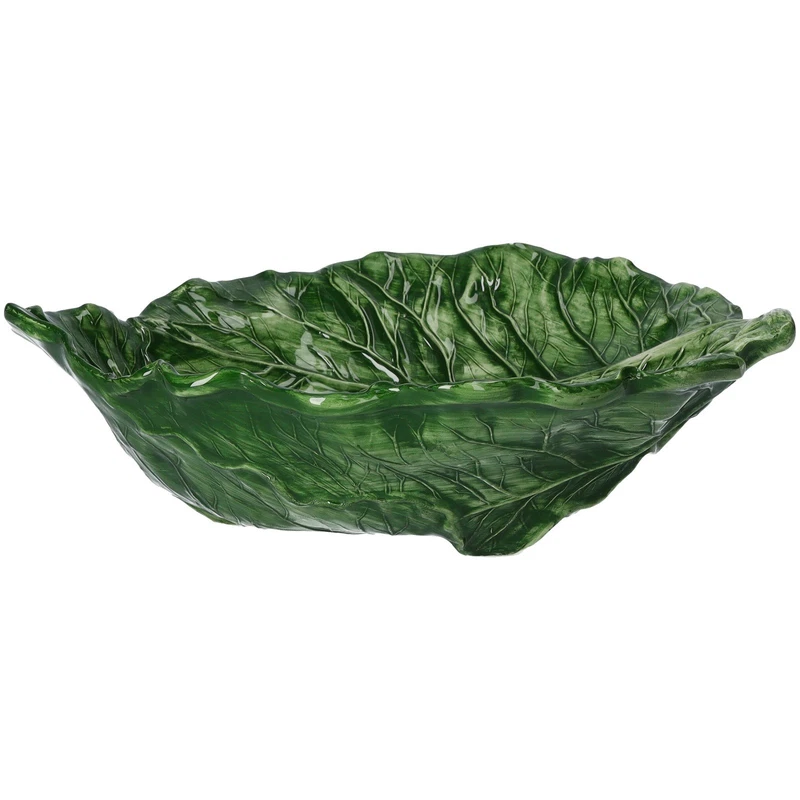 Alzata Foglia di Verza Verde Ceramica Made in Italy Artigianale Antipasti Dolci