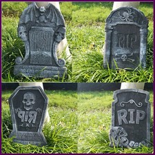 Halloween Decoration Foam Skeleton Tombstone With RIP Letters Grave Bat