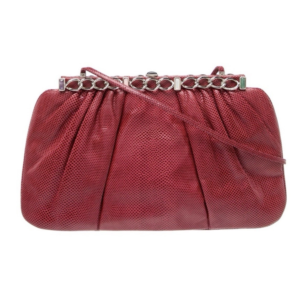 judith leiber Authentic Solid Red Leather Embosse… - image 1