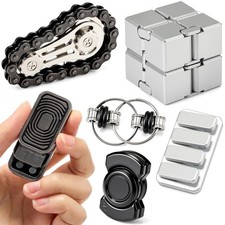 6 Pcs Adult Metal Set Cool Gadgets for Hand Spinner, Slider Clicker, Gear Cha...