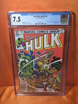 Incredible Hulk #282 CGC 7.5 1st Hulk & She-Hulk Team-Up Newsstand - 